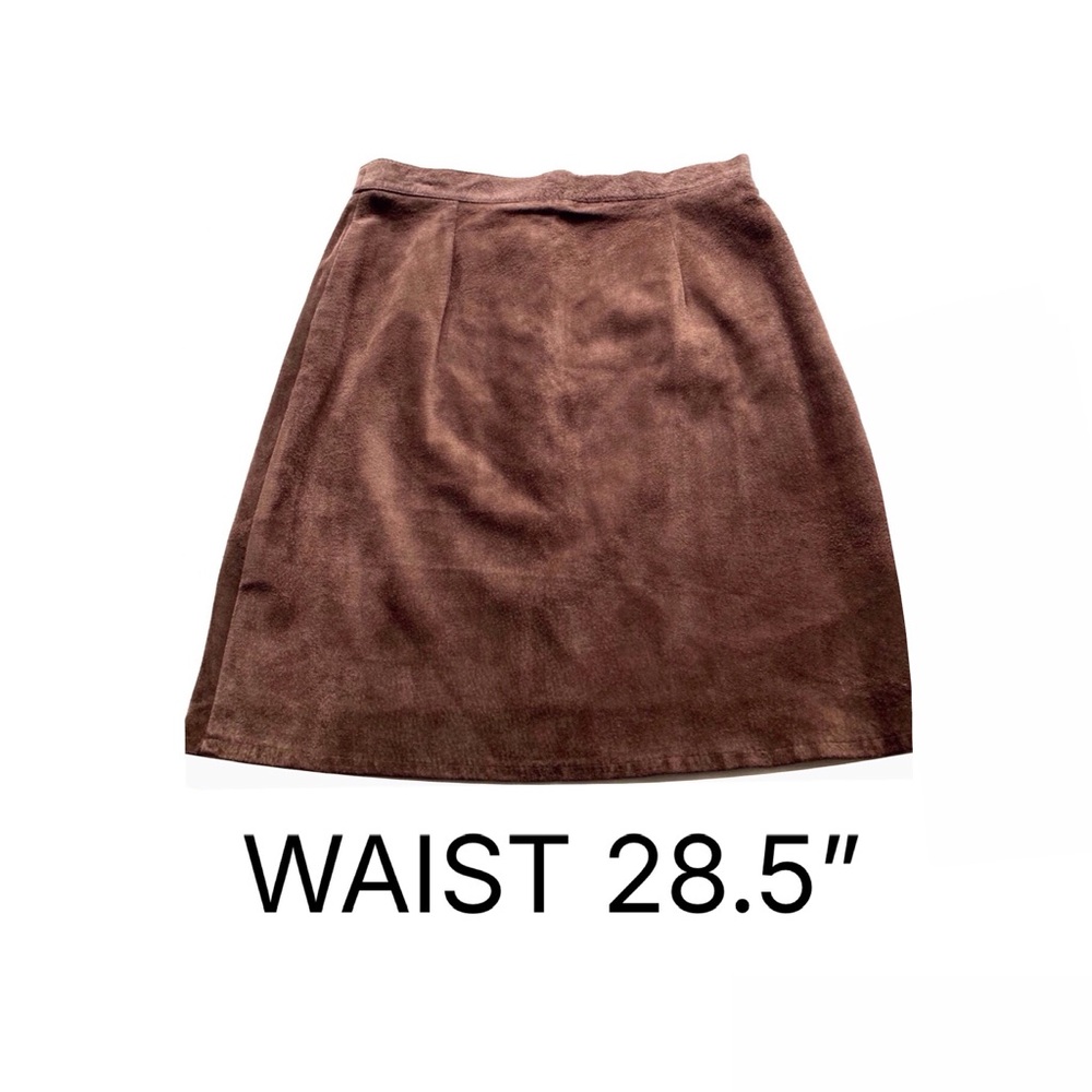 Vintage Sizing? Waist 28.5” Vintage Brown Suede Leather Pencil Skirt Size 11/12